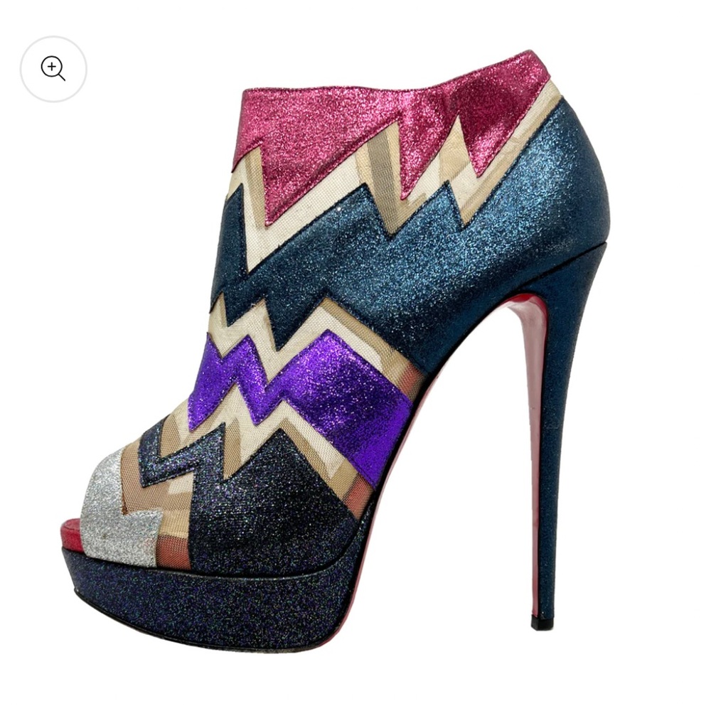 Christian Louboutin Ziggy 150 Multicolor Glitter Ankle Boots size 36